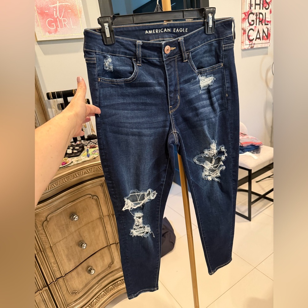 Distressed Blue Jeans